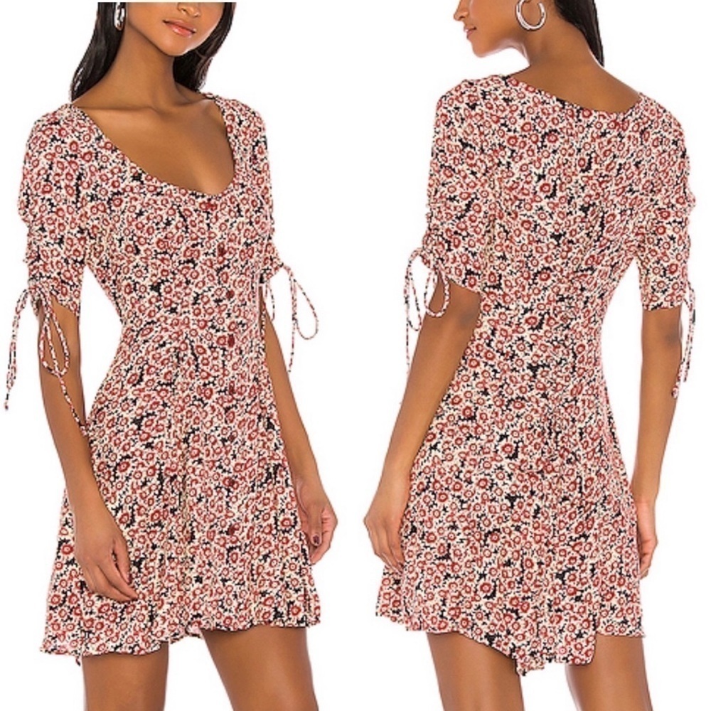 Free People | NWT‎ | 90s Grunge Disty Floral Lace-up Mini Dress in Black Combo